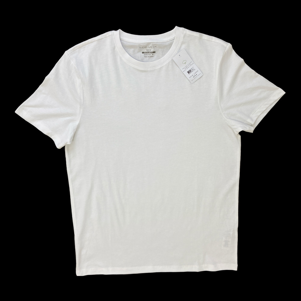 New Look Mens White Basic Crew T-Shirt Size Medium